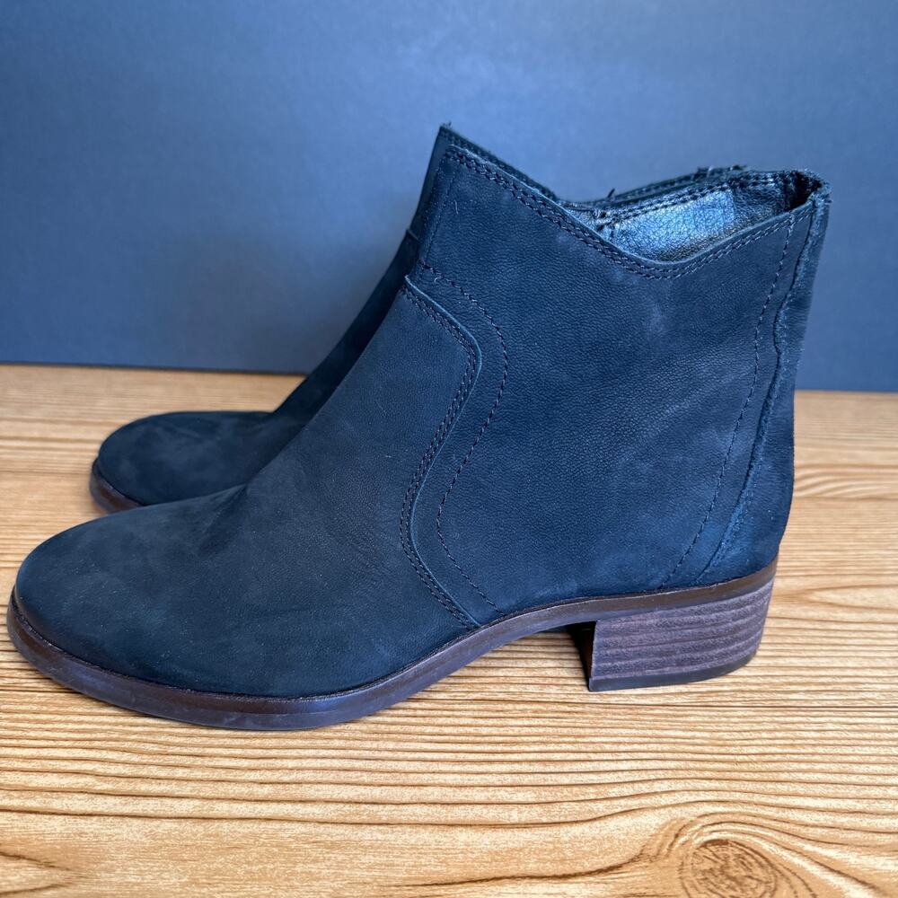 Lucky Brand Black Leather Pattrik Ankle Booties Womens 7
